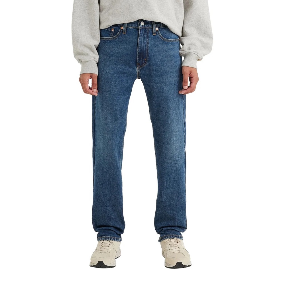 LEVI’S Men’s 505 Regular Fit Straight Leg Jeans, Dark Wash, US 30